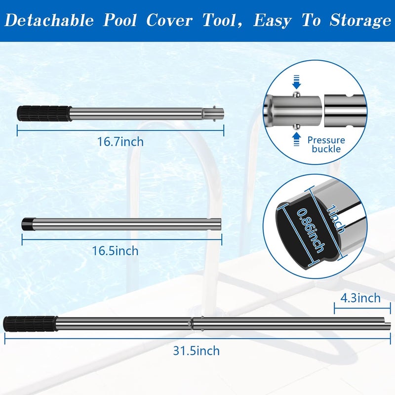 UQM 31-1/2 inch Pool Cover Tool, 2 Pack Pool Cover Installation Tool，Swimming Pool Safety Cover Installation and Removal Rod Tool, Suitable for All Standard Pool Cover Anchors - Image 2